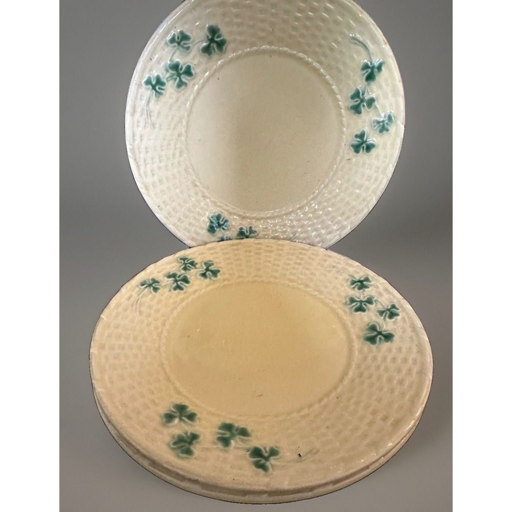 3 Bordello Pinheiro Portugal Yellow Shamrock 8" Ceramic Salad Dessert Plates EUC